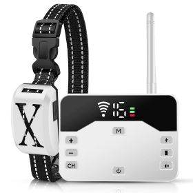 2 In 1 Wireless Electric Dog Fence Waterproof Pet Shock Boundary Containment System Electric Training Collar For Small Medium Large Dogs (Option: White_1Collar)