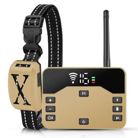 2 In 1 Wireless Electric Dog Fence Waterproof Pet Shock Boundary Containment System Electric Training Collar For Small Medium Large Dogs (Option: Gold_1Collar)