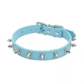 Anti-Bit Pet Necklace; Durable Dog Rivet Collar For Puppy; Pet Supplies (Color: Blue, size: L)