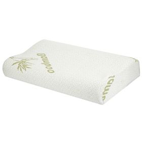 Bamboo Memory Foam Sleep Pillow Contoured Cervical Orthopedic Pillow Neck Support Breath Pillow (Color: White, size: large)