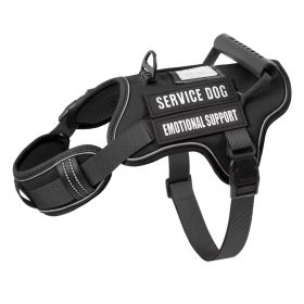 Tactical Service Dog Harness With Handle, No-Pull Adjustable Reflective Pet Vest Harness For Easy Walking And Training (Option: Black-S)