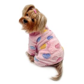 Ultra Plush Colorful Hearts Turtleneck Pajamas (Color: pink, size: M)